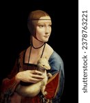 stylized vector version of Lady with an Ermine Leonardo da Vinci. National Museum Krakow Poland_