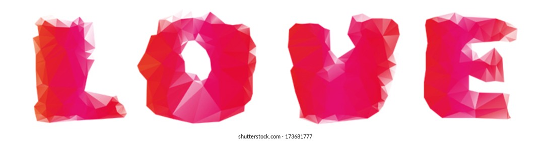 Stylized vector word "love" - isolated on white