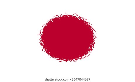A stylized version of the Japanese flag featuring a rough-edged red circle on a white background, symbolizing the rising sun with an artistic, textured design representing Japan's cultural heritage.