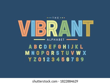 Vector de tipo de letra del alfabeto vibrante estilizado