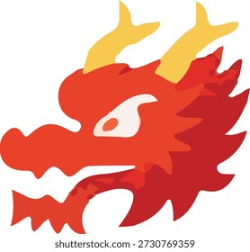 Stylized vibrant red dragon head illustration, a powerful mythical creature embodying strength, luck, and ancient cultural heritage in a bold graphic design