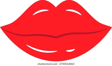 Stylized Vibrant Red Kissable Lips Cartoon Illustration