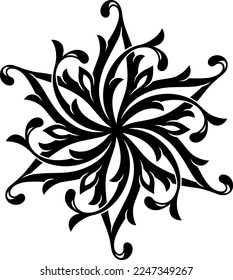 Stylized Victorian Gothic flower ornament. Designed circular symmetry ornamental elements
