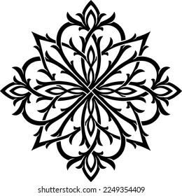 Stylized Victorian Gothic ornament with hearts. Designed circular symmetry ornamental elements