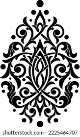 Stylized Victorian Gothic ornament. Tattoo, ornamental design element, for mehndi