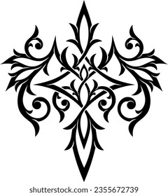 Stylized Victorian Gothic ornament. Tattoo, intricate design and decor element, coloring book pages. Highly detailed and accurate lines for print or engraving