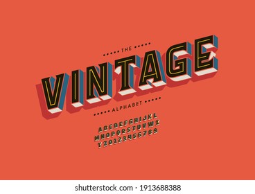 Stylized vintage alphabet font vector