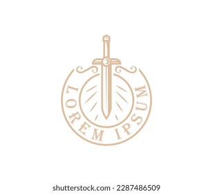 Logo del vector de espada de batalla de Vintage con estilo