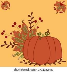 Stylized vintage pumpkin - vintage autumn vector illustration