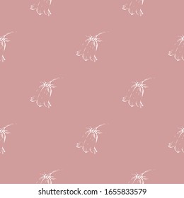 vintage estilizado Impresión vectorial Seamless con flor silvestre pradera. un interminable e ingenuo patrón floral con campanula. Ilustración ligera sobre fondo rosa pálido en estilo dibujado a mano. diseño de embalaje de verano 