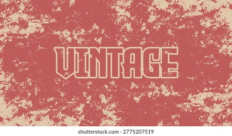 A stylized vintage text 'VINTAGE' in bold, block letters with a cream outline on a red background with a distressed, textured effect and cream-colored splatters
