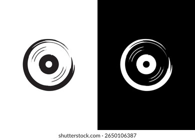Ilustração de gravação de vinil estilizada em preto