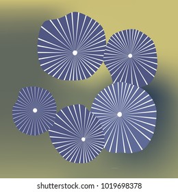 Stylized violet flowers - Gray-Green mesh gradient background