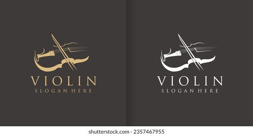 Stilvolle Violinsymbol-Logo-Vektorgrafik. Inspiration für das Design des Silhouette-Logos des Violin Contra Bass