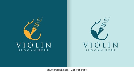 Stylized violin icon logo vector. Inspiration for the Violin Contra bass instrument silhouette logo design