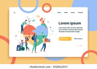 Stylized volunteers help charity and sharing hope isolated flat vector illustration. Cartoon abstract social team or group with humanitarian support. Donation and aid community concept