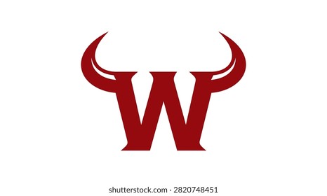 Stylized W bull horn monogram. Bold icon for masculine, energetic, and industrial brands.