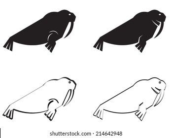 Stylized Walrus, Vector images