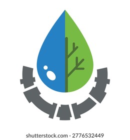 A stylized water drop and leaf logo symbolizing eco-friendliness and nature conservation