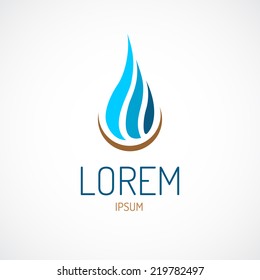 Stylized water drop logo template.