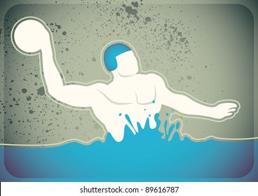 Stylized water polo player. Vector illustration.