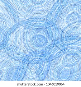 Stylized water ripple abstract vector background. Illustration with creative blue curves, waves concept pattern. Bright summer graphic design. Stylized sea, ocean or swimming pool blue cyan water.