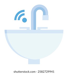 Stylized water tap icon representing home plumbing, water conservation, and modern bathroom or kitchen sink fixtures.