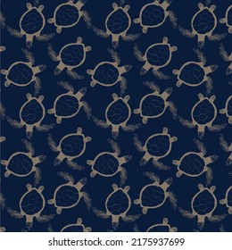 Stylized Water Turtle - Seamless Pattern