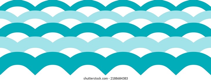 Stylized water waves. Blue ocean shape pattern