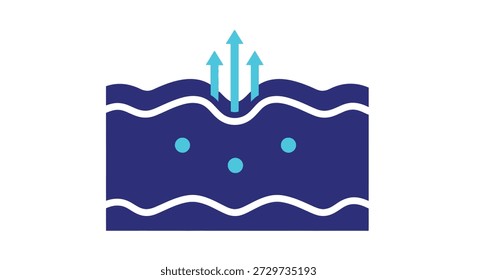 Las ondas de agua estilizadas y los rayos de luz crean una Imagen visualmente atractiva con una silueta distintiva.