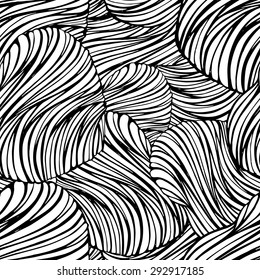 Stylized wave hearts vector seamless pattern