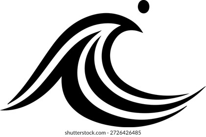 Logotipo estilizado de la onda con un punto en un fondo blanco