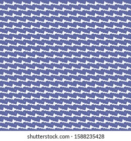 Stylized waves aligned horizontally. Textile pattern in white and blue. Wrapping paper.