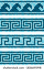 Stylized waves seamless decor mosaic border pattern