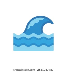Stylized waves in varying blues are shown on a White Background. A flat graphic style is used.