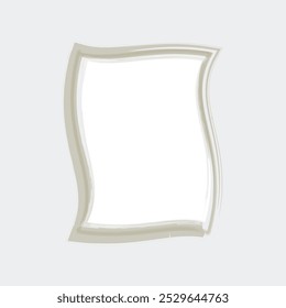 Un marco de imagen estilizado y ondulado que es predominantemente blanco con un borde claro y de color suave.
