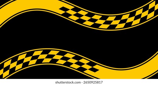 A stylized, wavy yellow and black checkered pattern on a dark background.
