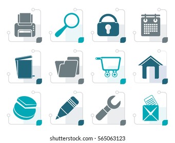 Stylized website, internet and computer icons - vector icon set