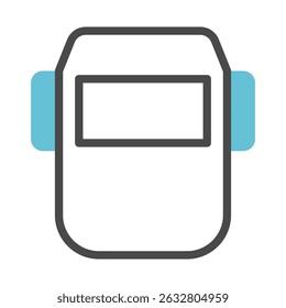 Stylized welding mask icon with minimalist design and soft color accents