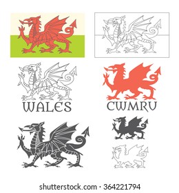 Stylized Welsh flag (Cymru is 'Wales' in Welsh)