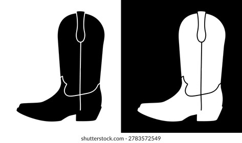 A stylized western boot design presented as a clean graphic symbol for apparel fashion themes and rugged outdoor culture concepts