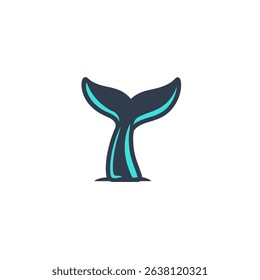 Stylized whale tail appears aquatic ocean backdrop graphic