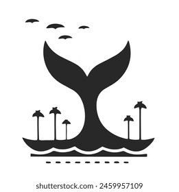 Stylized Whale Tail Ocean View