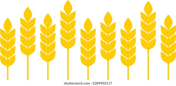 Stylized Wheat Ear Bakery Food Harvest Wheat Grain Farm Field Symbol Icon Set. Vector Image.