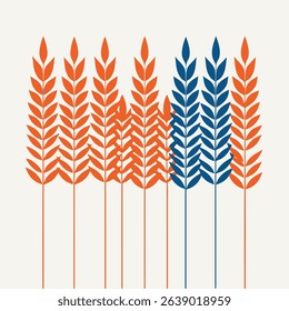 Stylized Wheat Stalks Minimalist Vector Artwork T-Shirt