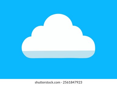 Stylized White Cartoon Cloud on Blue Background Illustration