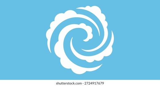 Una formación estilizada de nubes blancas contra un cielo azul claro, visto directamente desde abajo, mostrando una atmósfera serena e ilustración gráfica
