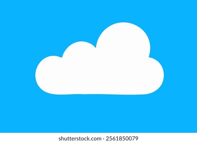 Stylized White Cloud with Smooth Rounded Edges on Blue Background Illustration