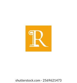 stylized white letter "R" on an orange square background