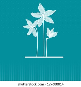 Stylized white Lilies. Abstract floral background. Template for greeting card or invitation